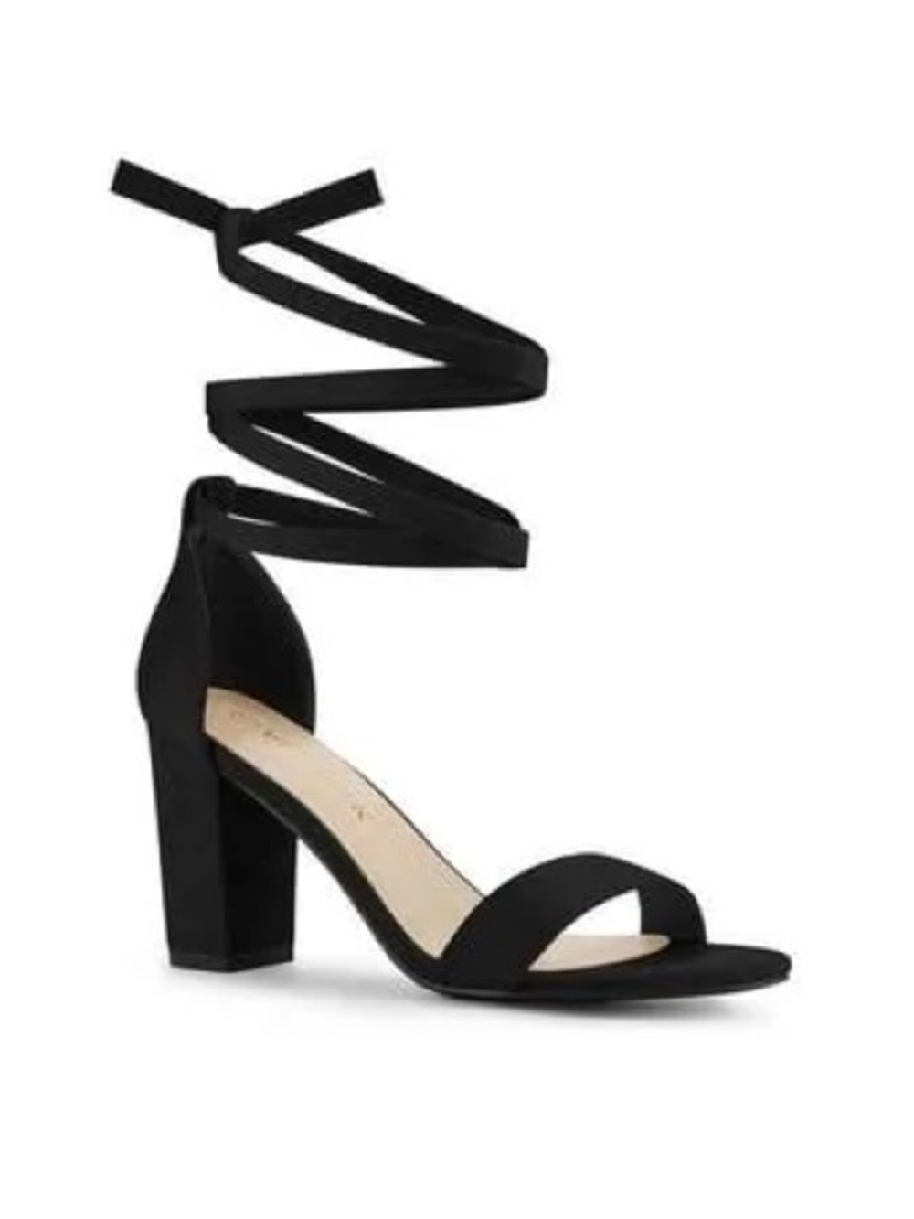 Black Ankle-Tie Block Heel Sandals - NEW